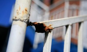 A rusted out railing.